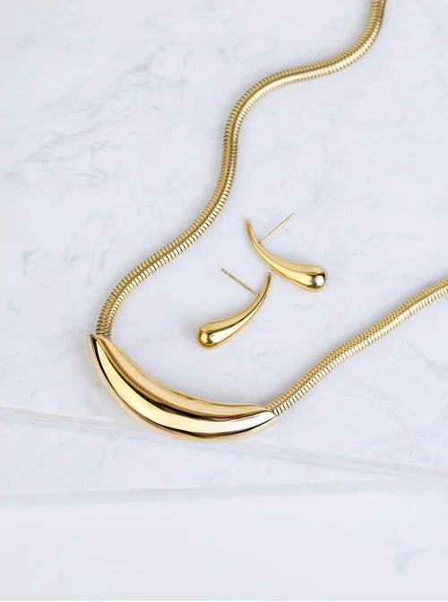 [Zestaw] Naszyjnik żmijka, stal pozłacana S306487Z00