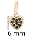 Zawieszka serduszko z czarnymi kryształkami 6mm, stal pozłacana SC08131Z-02