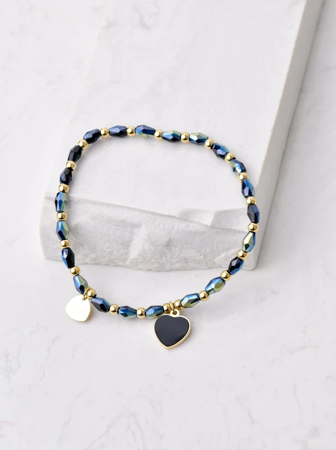 [Zestaw] Bransoletka Miś, Zielony Agat, stal pozłacana S108936Z00