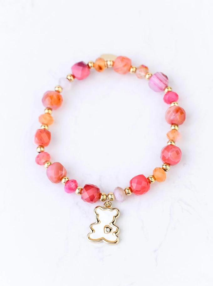 Bransoletka Miś, Agat, stal pozłacana S108947Z00