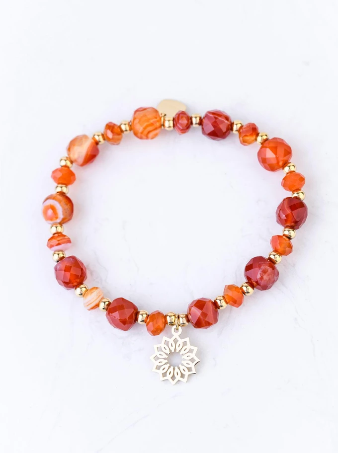 Bransoletka Rozeta Vezzi, Czerwony Agat, stal pozłacana S108984Z00