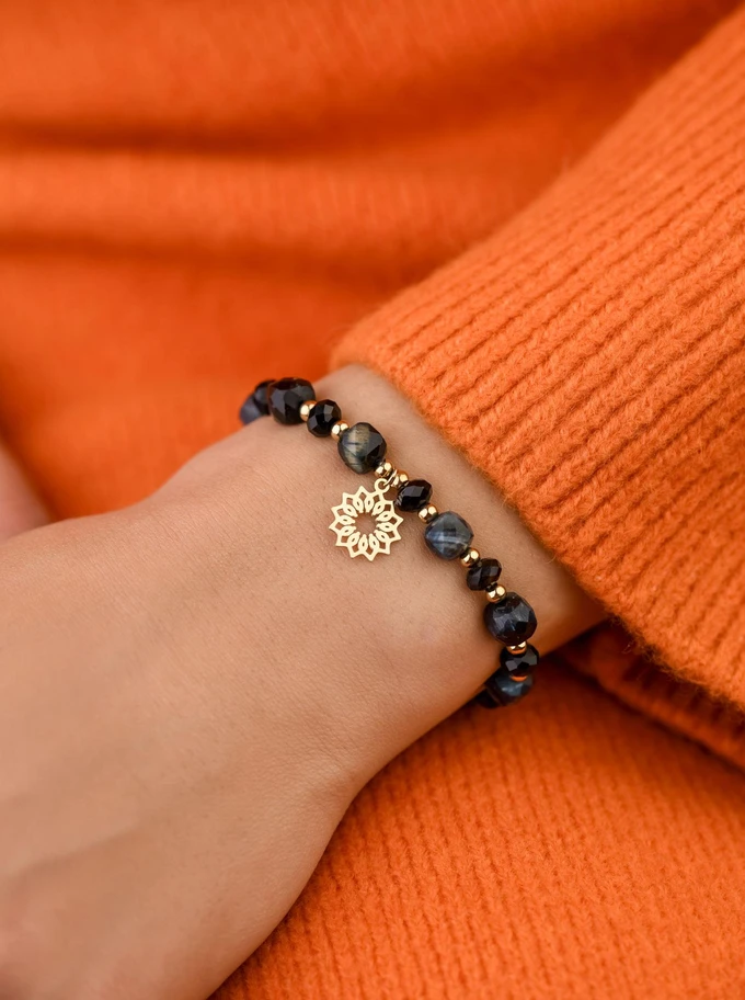 Bransoletka Rozeta Vezzi, Tygrysie Oko, stal pozłacana S108973Z00