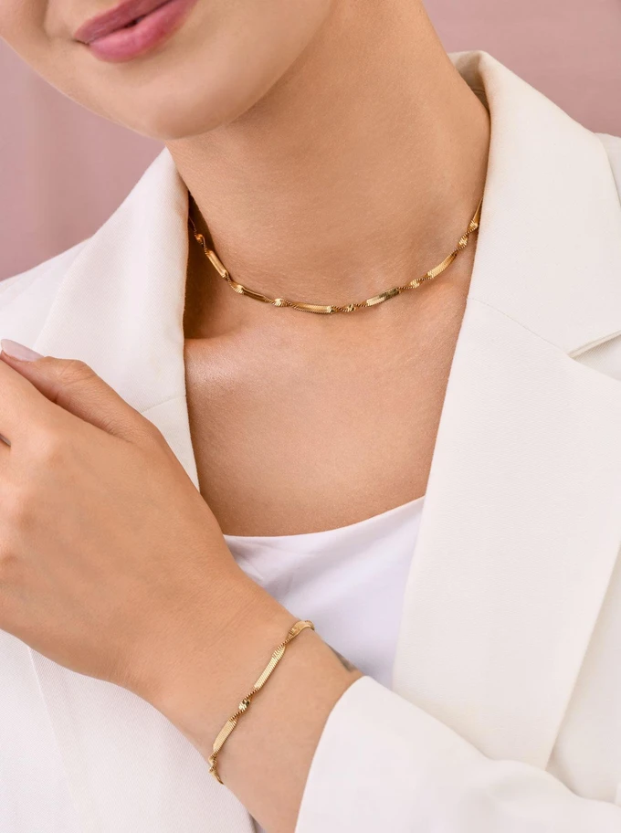 Bransoletka kręcona żmijka, stal pozłacana S109508Z00