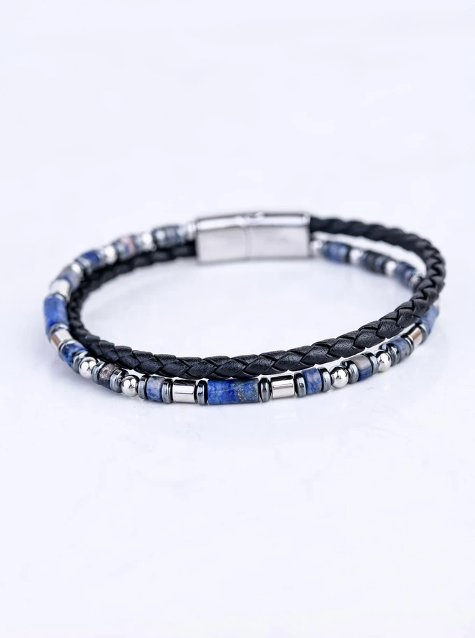Bransoletka męska, Lapis Lazuli, stal S109269S00