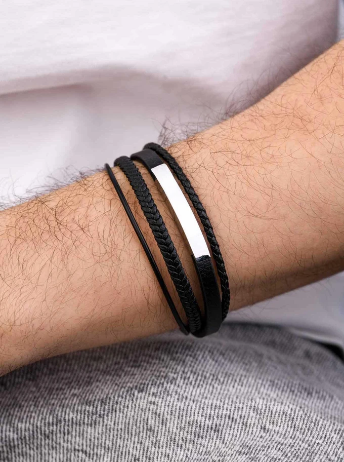 Bransoletka męska, czarny, stal S109316S01