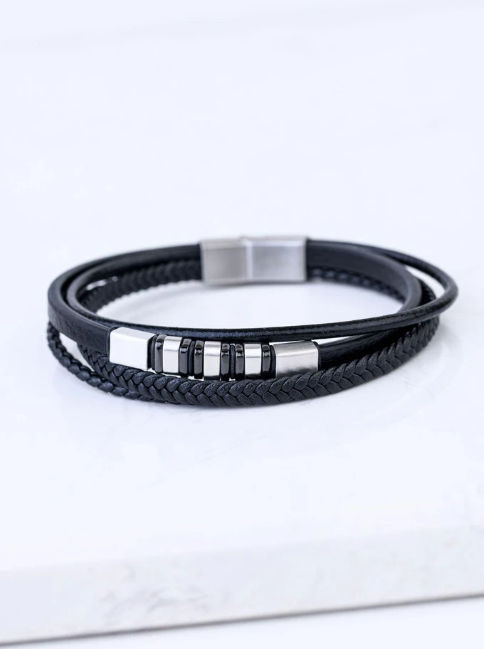 Bransoletka męska, czarny, stal S109317S01