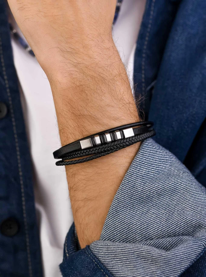 Bransoletka męska, czarny, stal S109317S01