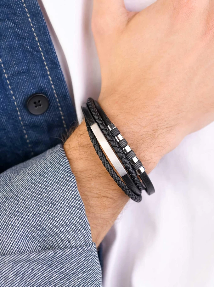 Bransoletka męska, czarny, stal S109318S01