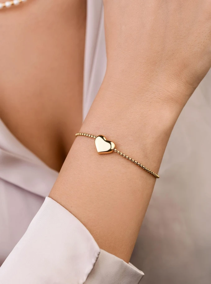 Bransoletka serduszko, stal pozłacana S108145Z00