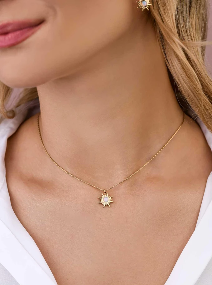 Naszyjnik słońce, Opal, stal pozłacana S309340Z00