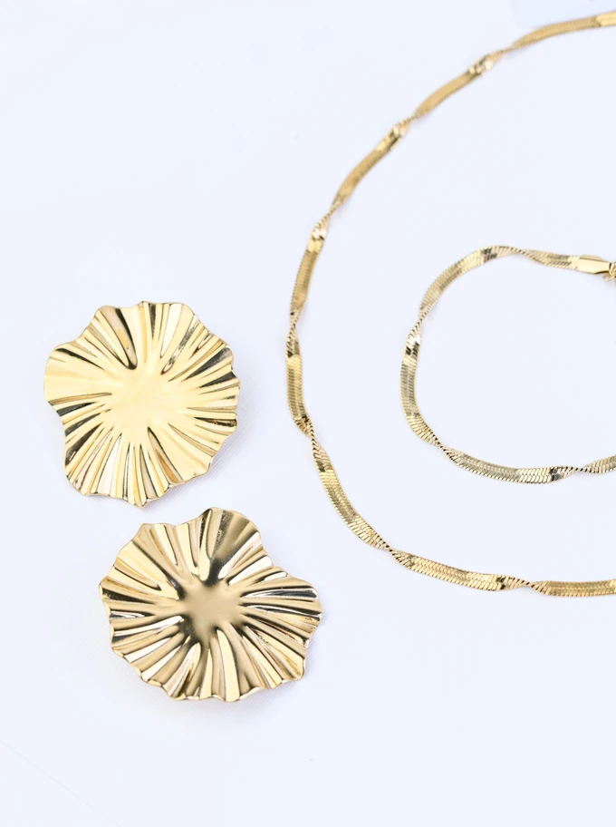 [Zestaw] Naszyjnik kręcona żmijka, stal pozłacana S309507Z00