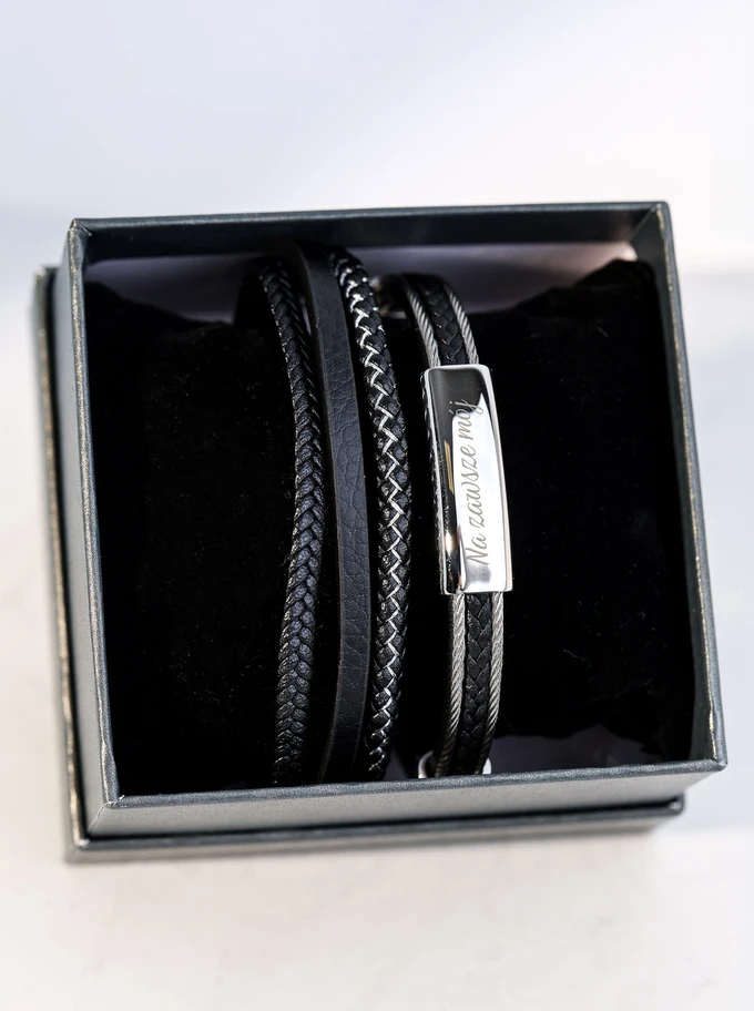 Bransoletka męska, czarny, stal S109293S01