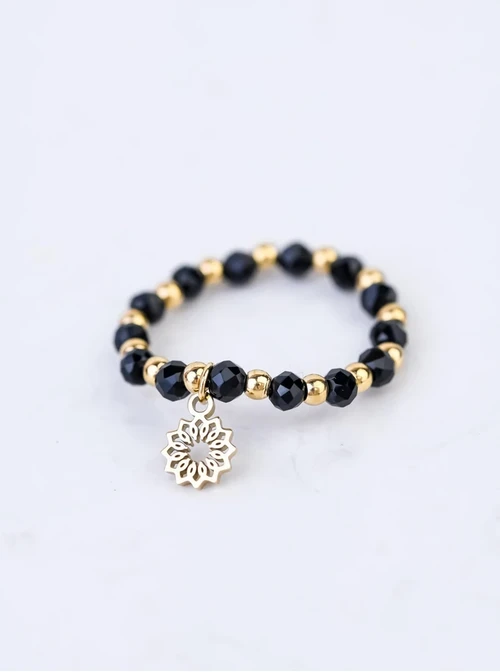 [Zestaw] Choker Rozeta Vezzi, Obsydian, stal pozłacana S309417Z01