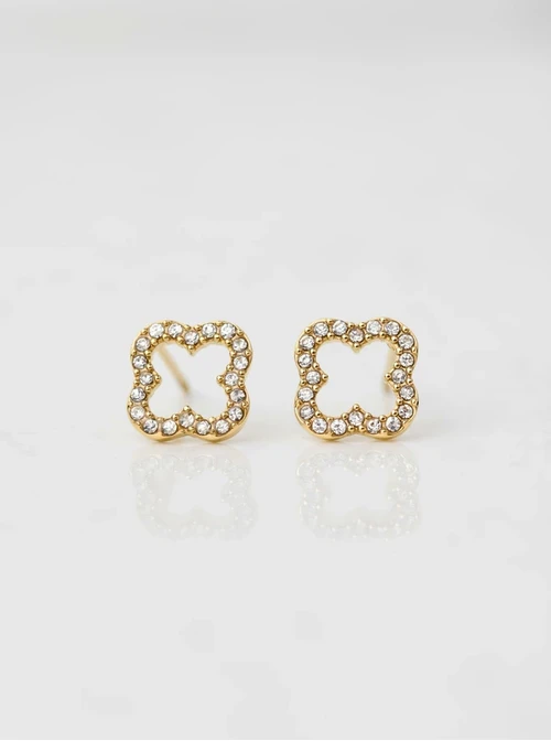 [Zestaw] Choker koniczynka, perła, Howlit, stal pozłacana S309415Z02