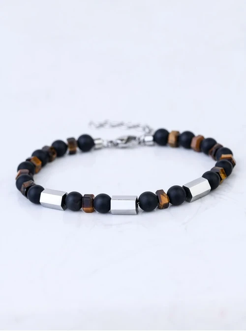 [Zestaw] Bransoletka męska, czarny, stal S109315S01