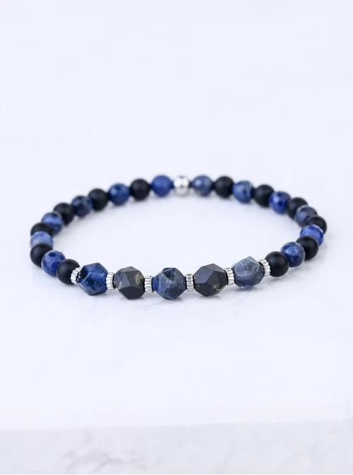 [Zestaw] Bransoletka męska, granatowy, stal S109279S00