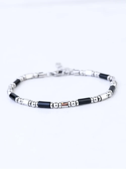 [Zestaw] Bransoletka męska, czarny, stal S109309S01