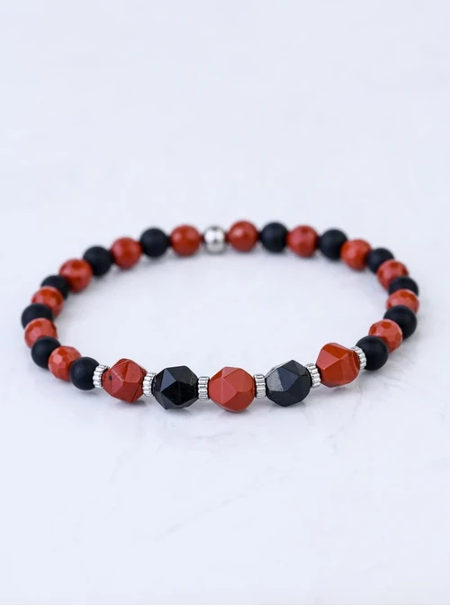 [Zestaw] Bransoletka męska, Onyks, Jaspis, stal S109255S00