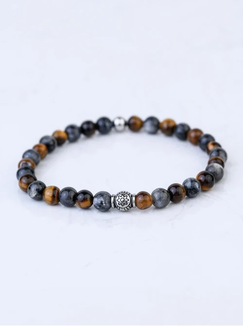 [Zestaw] Bransoletka męska, Tygrysie Oko, Kwarc, stal S109222S00