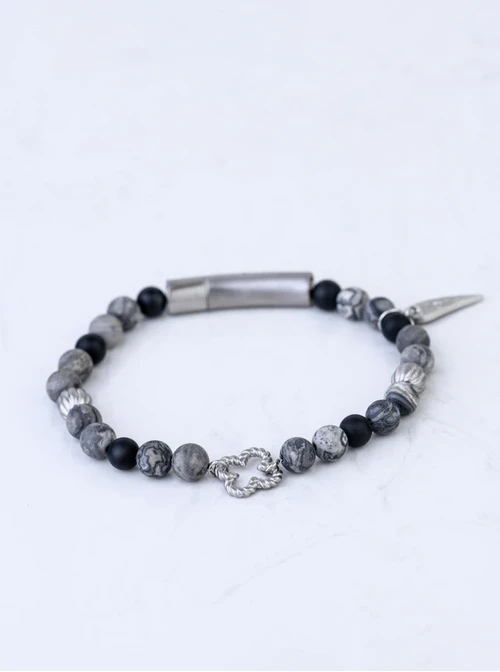 [Zestaw] Bransoletka męska, czarny, stal S109313S01