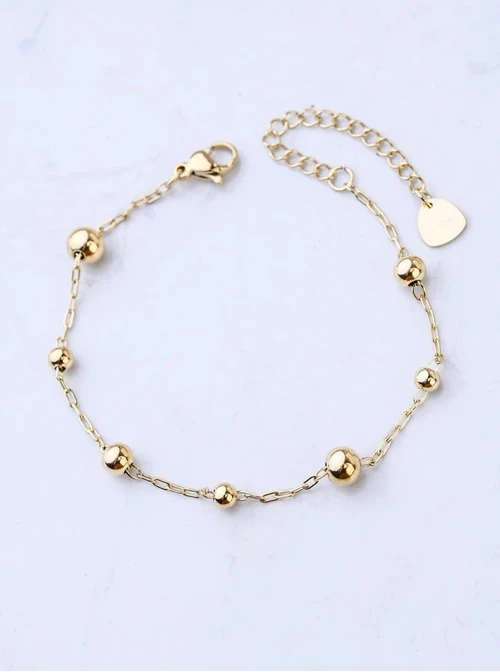 [Zestaw] Naszyjnik kuleczki, stal pozłacana S308326Z00