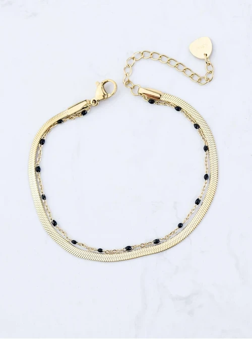 [Zestaw] Naszyjnik podwójny żmijka, stal pozłacana S309494Z01