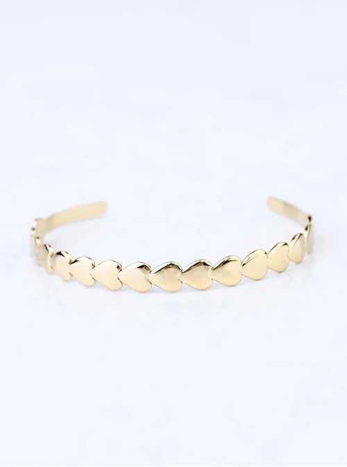 [Zestaw] Bransoletka sztywna serduszka, stal pozłacana S109106Z00