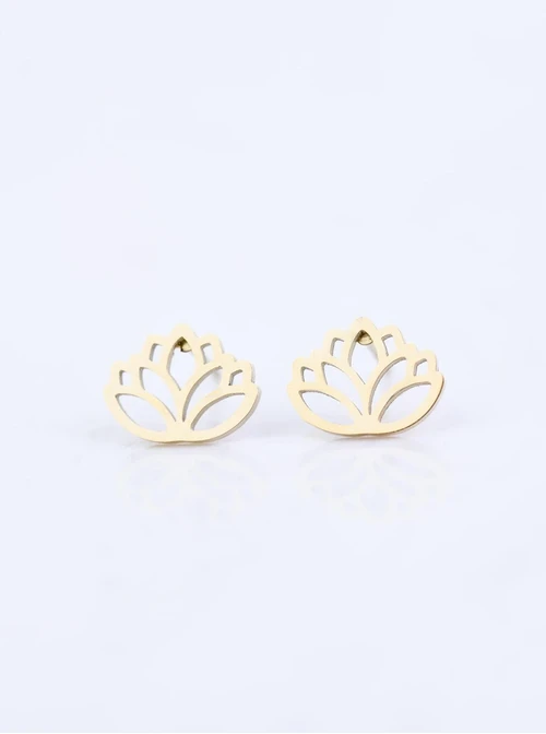 [Zestaw] Naszyjnik podwójny, kwiat lotosu, stal pozłacana S309426Z00