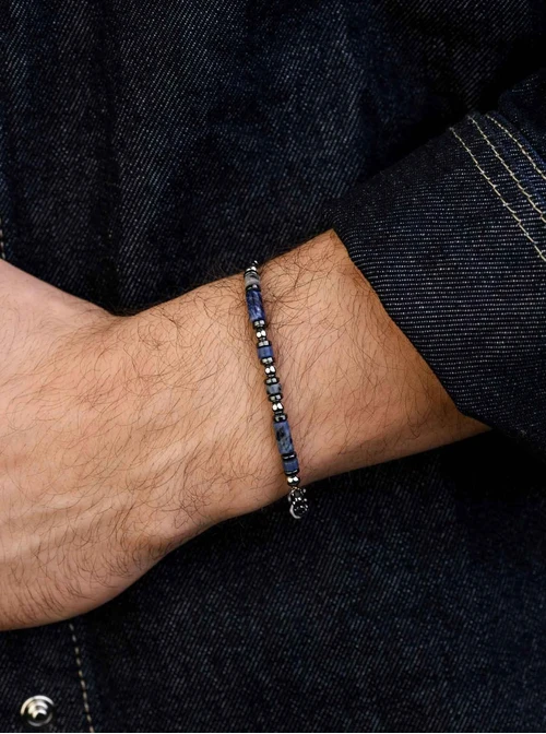 Bransoleta męska, Sodalit, stal S109205S00