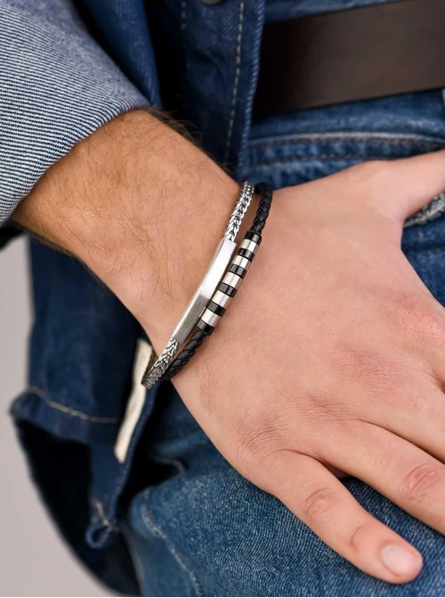 Bransoleta męska, czarny, stal S109292S01