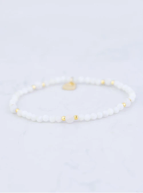 Bransoletka Kamień Księżycowy, kryształki, stal pozłacana S109407Z02