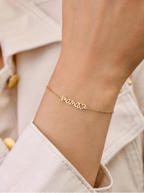 Bransoletka "Mama", stal pozłacana S106805Z00