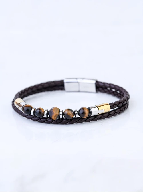 Bransoletka Męska, Tygrysie Oko, stal S109288S13