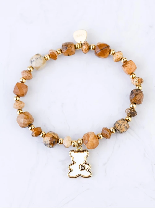 Bransoletka Miś, Jaspis. stal pozłacana S108950Z00