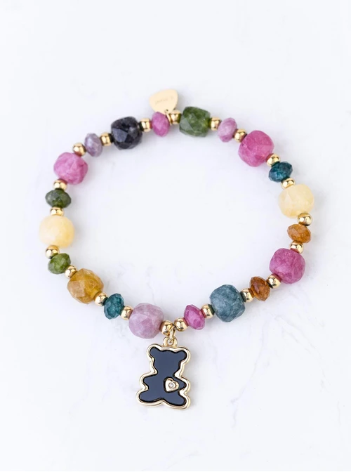 Bransoletka Miś, Turmalin, stal pozłacana S108943Z00