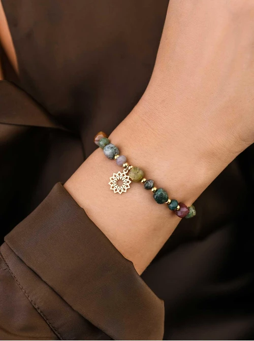 Bransoletka Rozeta Vezzi, Agat Indyjski, stal pozłacana S108987Z00