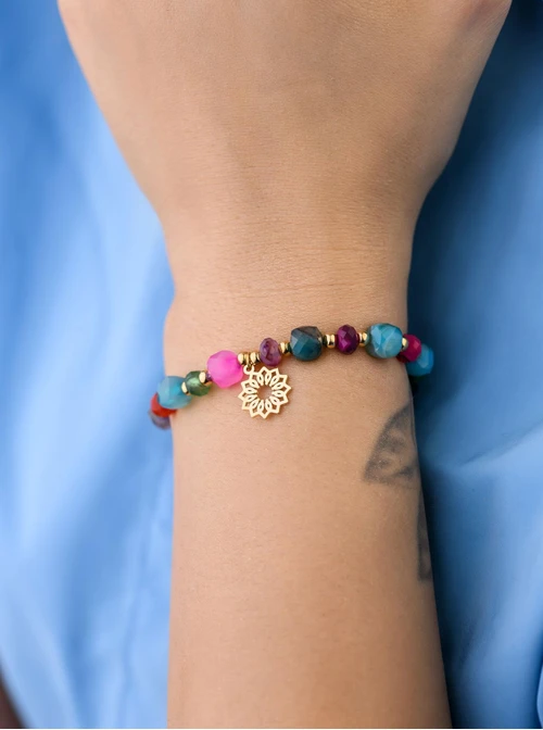 Bransoletka Rozeta Vezzi, Agat, stal pozłacana S108986Z00