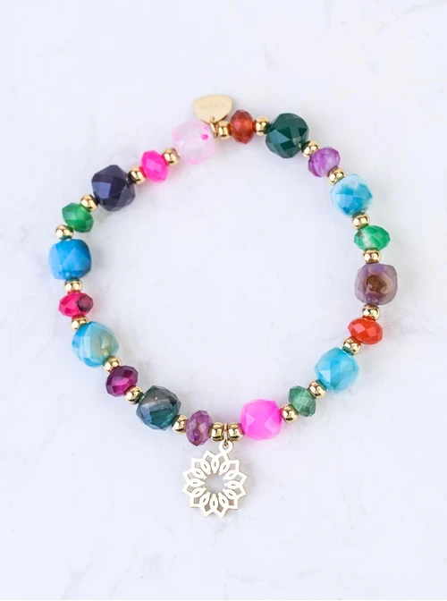 Bransoletka Rozeta Vezzi, Agat, stal pozłacana S108986Z00