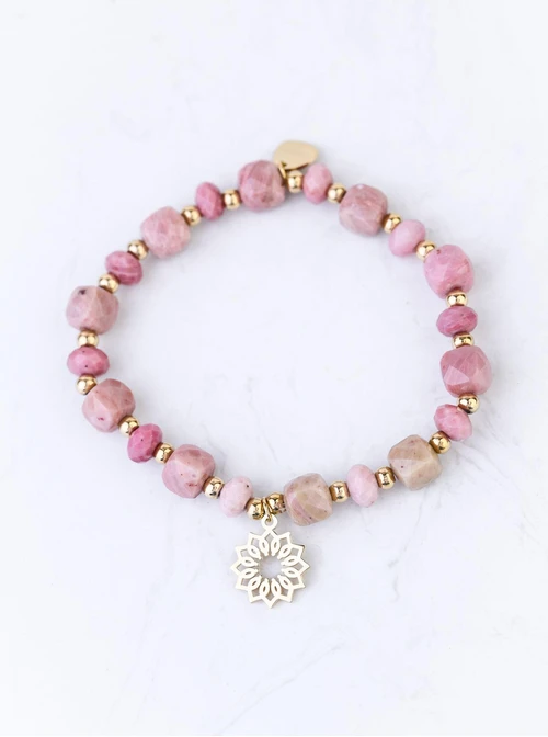 Bransoletka Rozeta Vezzi, Czerwony Piaskowiec, stal pozłacana S108979Z00