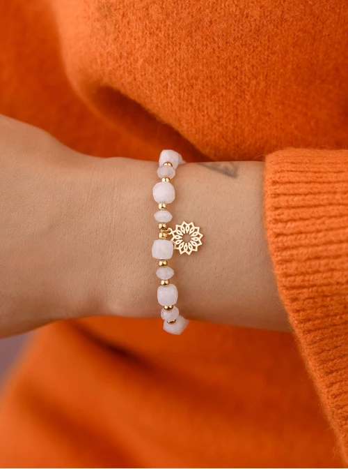 Bransoletka Rozeta Vezzi, Jadeit, stal pozłacana S108982Z00