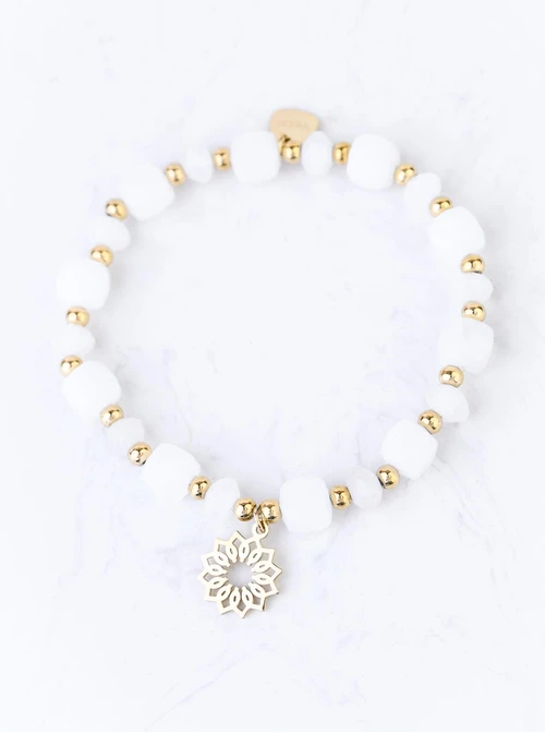 Bransoletka Rozeta Vezzi, Jadeit, stal pozłacana S108982Z00