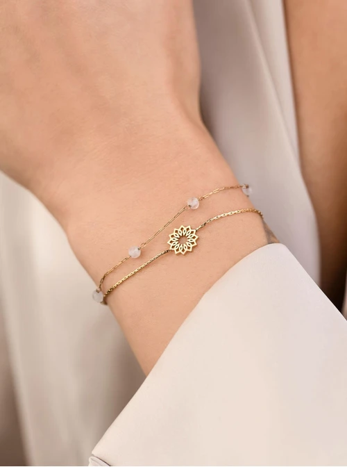 Bransoletka Rozeta Vezzi, Kryształ Górski, stal pozłacana S108394Z00