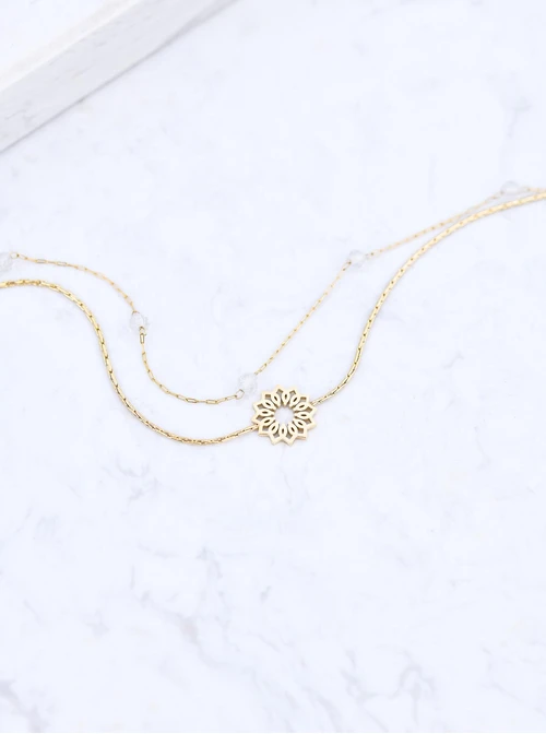 Bransoletka Rozeta Vezzi, Kryształ Górski, stal pozłacana S108394Z00