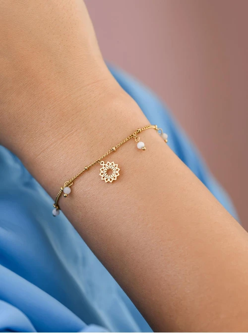 Bransoletka Rozeta Vezzi, Moonstone, stal pozłacana S108350Z00