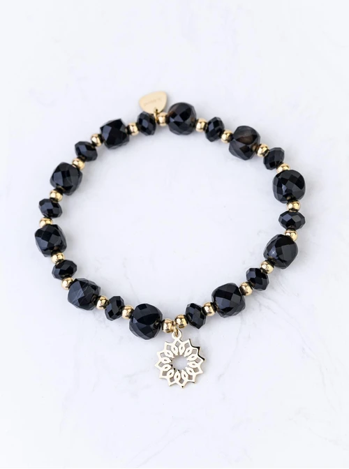 Bransoletka Rozeta Vezzi, Onyks, stal pozłacana S108992Z00