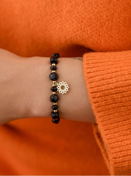 Bransoletka Rozeta Vezzi, Onyks, stal pozłacana S108992Z00