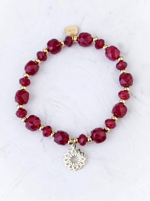 Bransoletka Rozeta Vezzi, Rubin, stal pozłacana S108988Z00