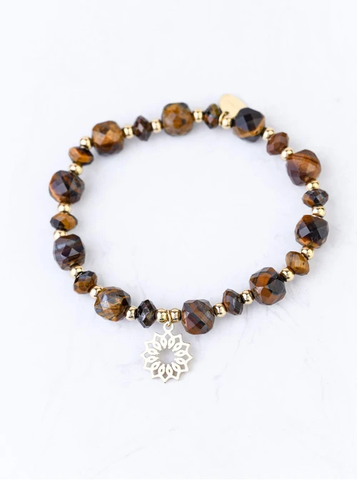 Bransoletka Rozeta Vezzi, Tygrysie Oko, stal pozłacana S108978Z00