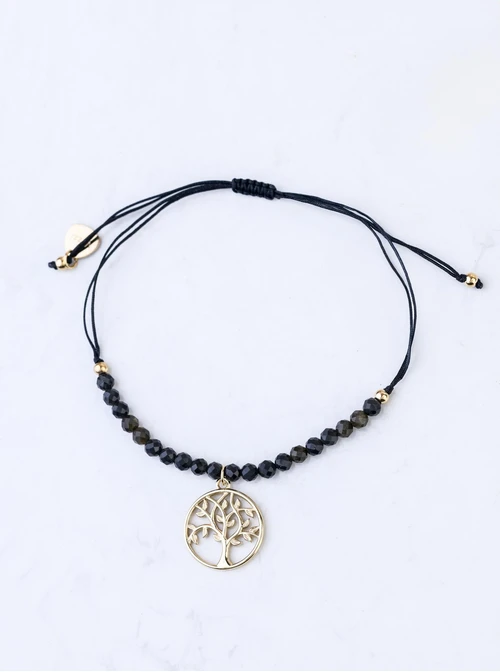 Bransoletka drzewko, Obsydian, stal pozłacana S108549Z00