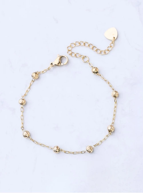 Bransoletka frezowane kuleczki, stal pozłacana S107777Z00